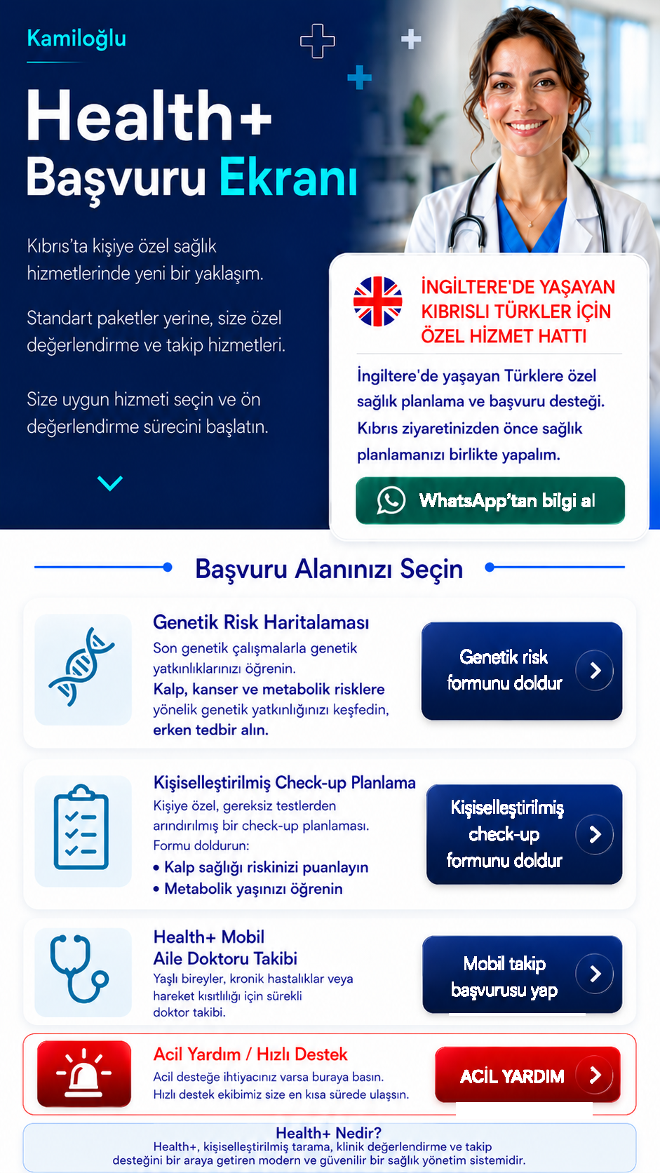 Health+ Başvuru Ekranı